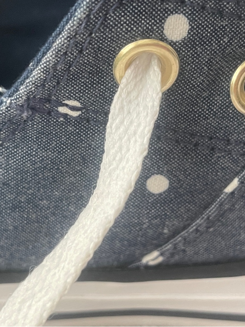 Converse Navy Polka Dot Gold-Trim All Star Sneakers - Picture 3 of 6